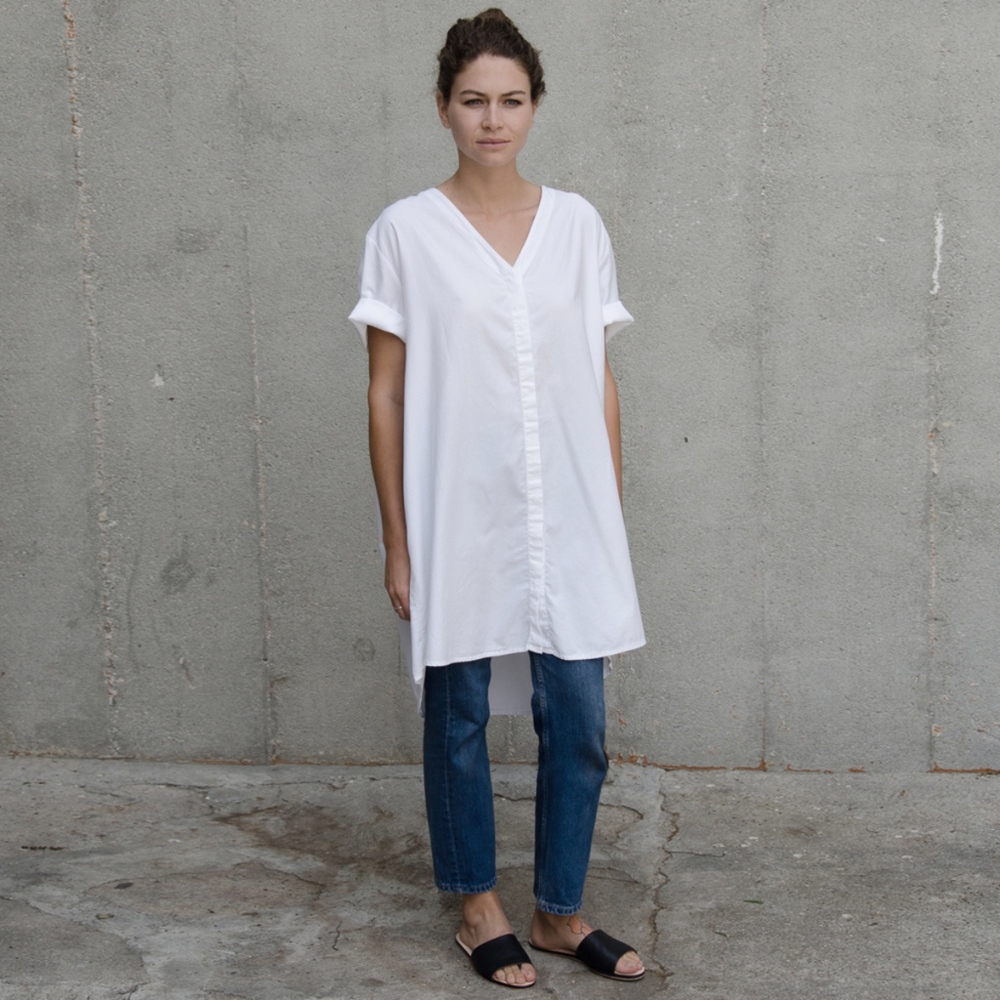 Ali Golden button-down shirt dress, white
